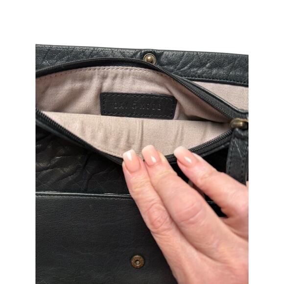 Day and Mood Black Leather Wristlet with Clutch Coin Purse Wallet - Picture 6 of 13